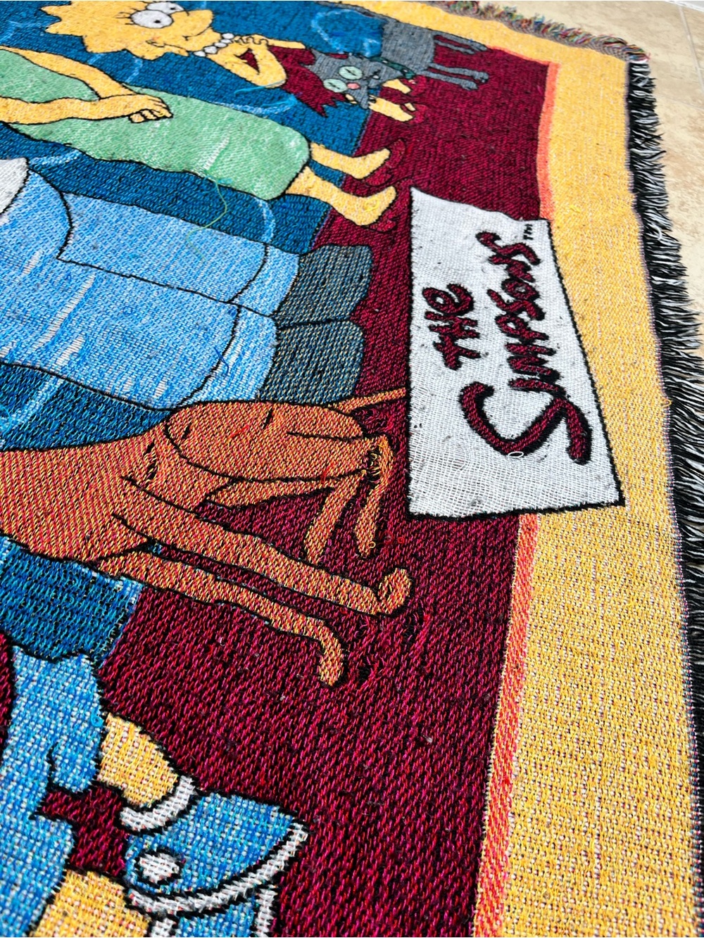 Vintage 90s The Simpsons Woven Throw Blanket Tapestry Couch Afghan 58x46 by Bart - Picture 5 of 12